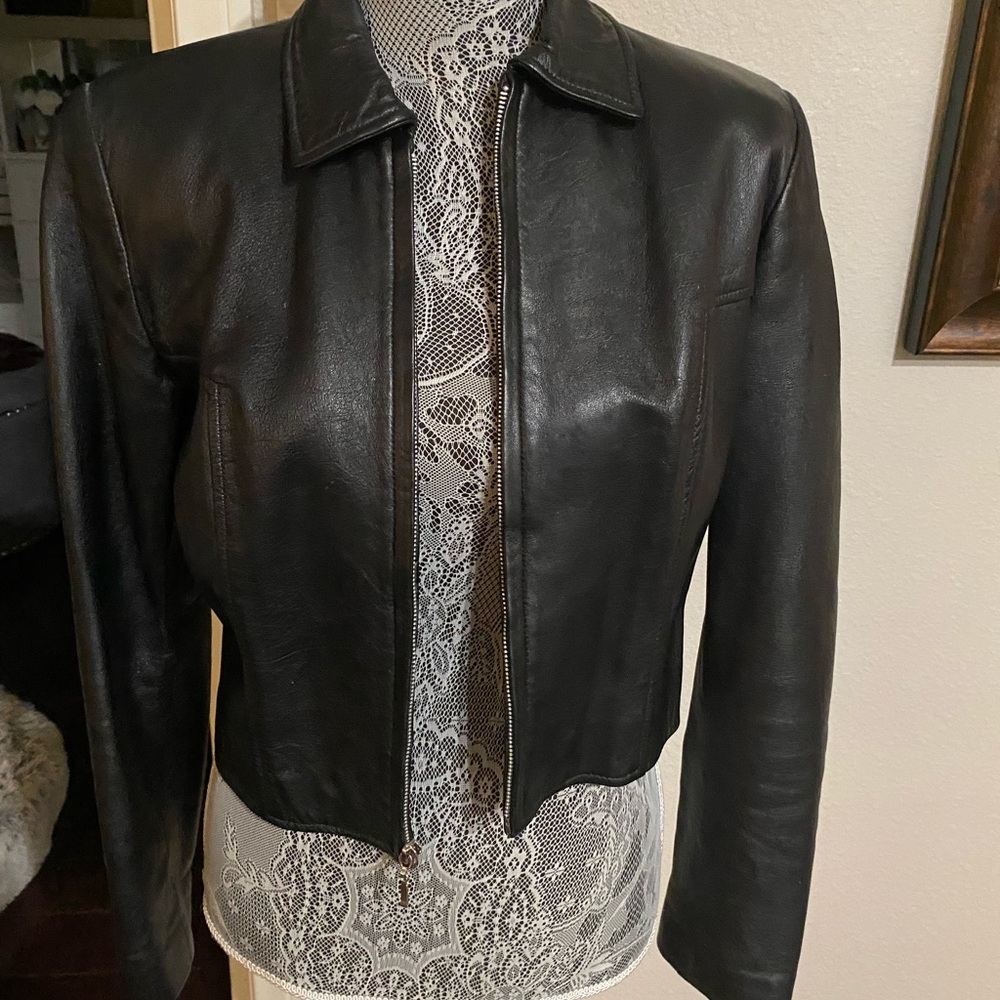 Black leather jacket